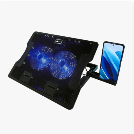 Base refrigerante JALTECH 2 Ventiladores ajustable+ soporte de celular B-180A Ref: 11796